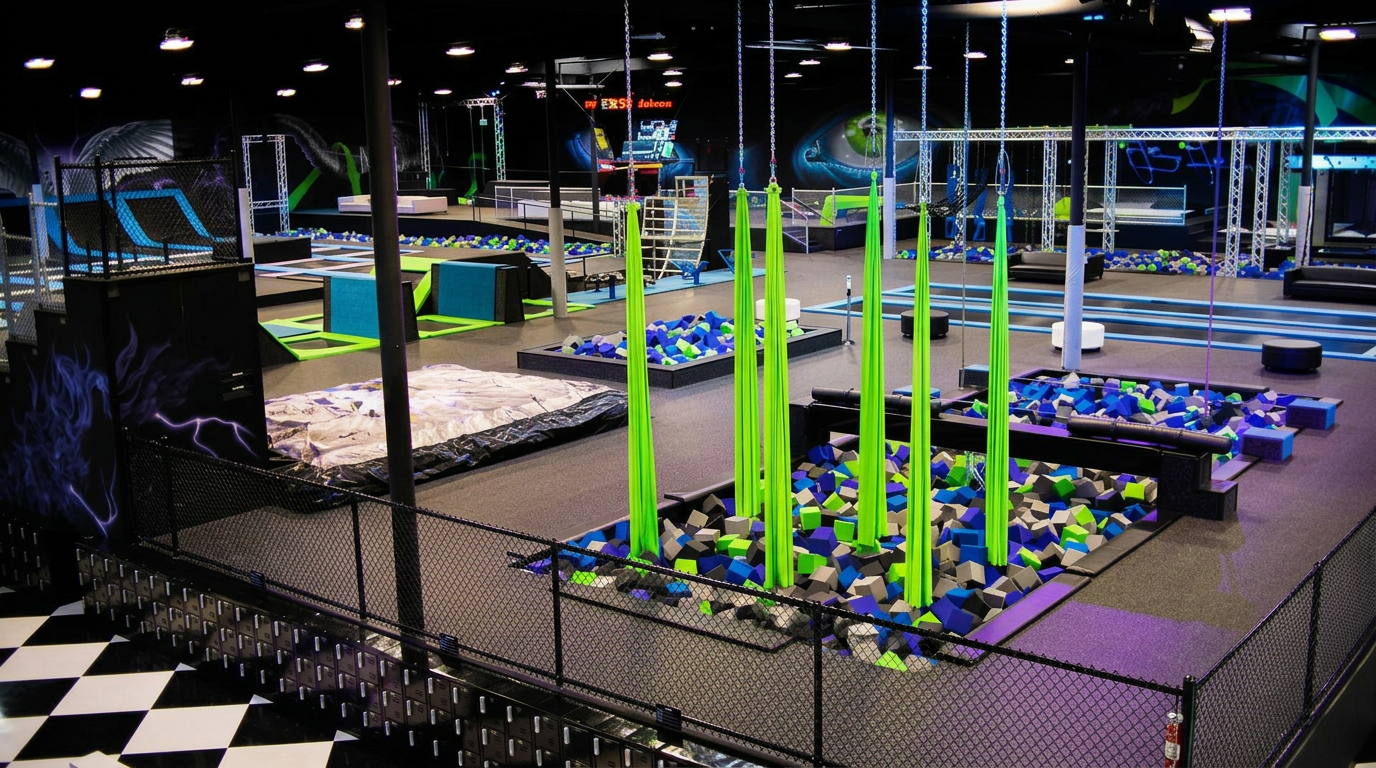 Trampoline park action